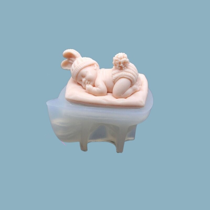 

1pc 9.6*6*4.7cm Translucent Sleeping Baby Silicone Mold For Candle Making Handicrafts Home Decoration