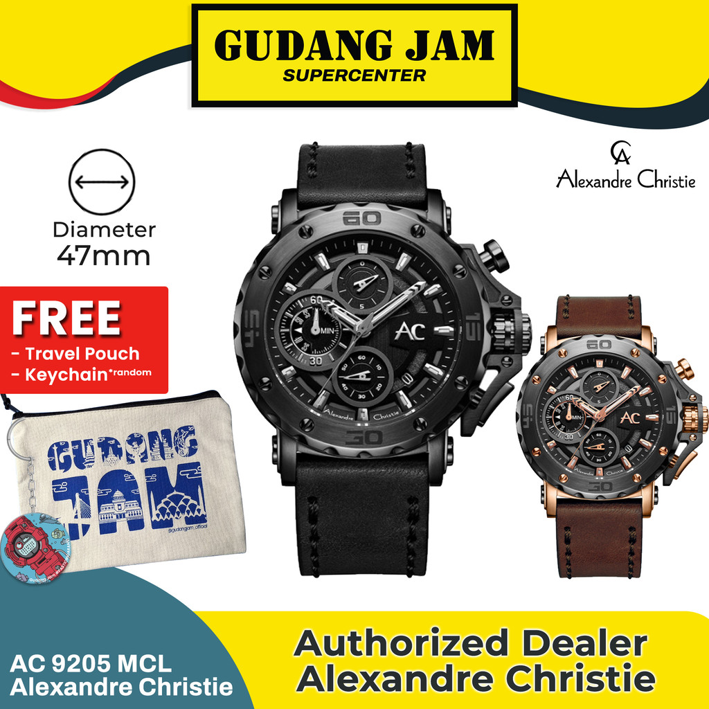 Alexandre Christie - Jam Tangan Pria Alexandre Christie AC 9205 MC AC9205 AC9205MC Leather