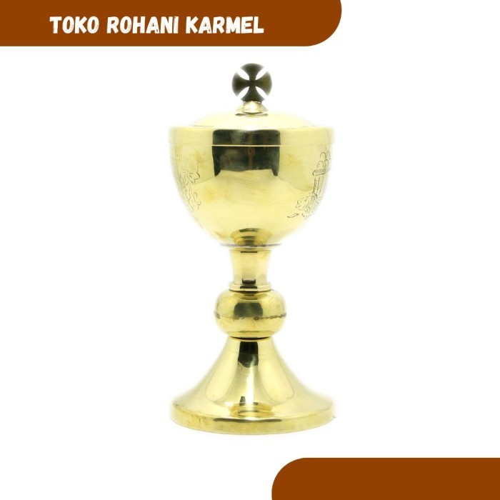 SIBORI LAPIS EMAS DIAMETER 14-17 CM / TEMPAT HOSTI KATOLIK / PERALATAN MISA KUNINGAN