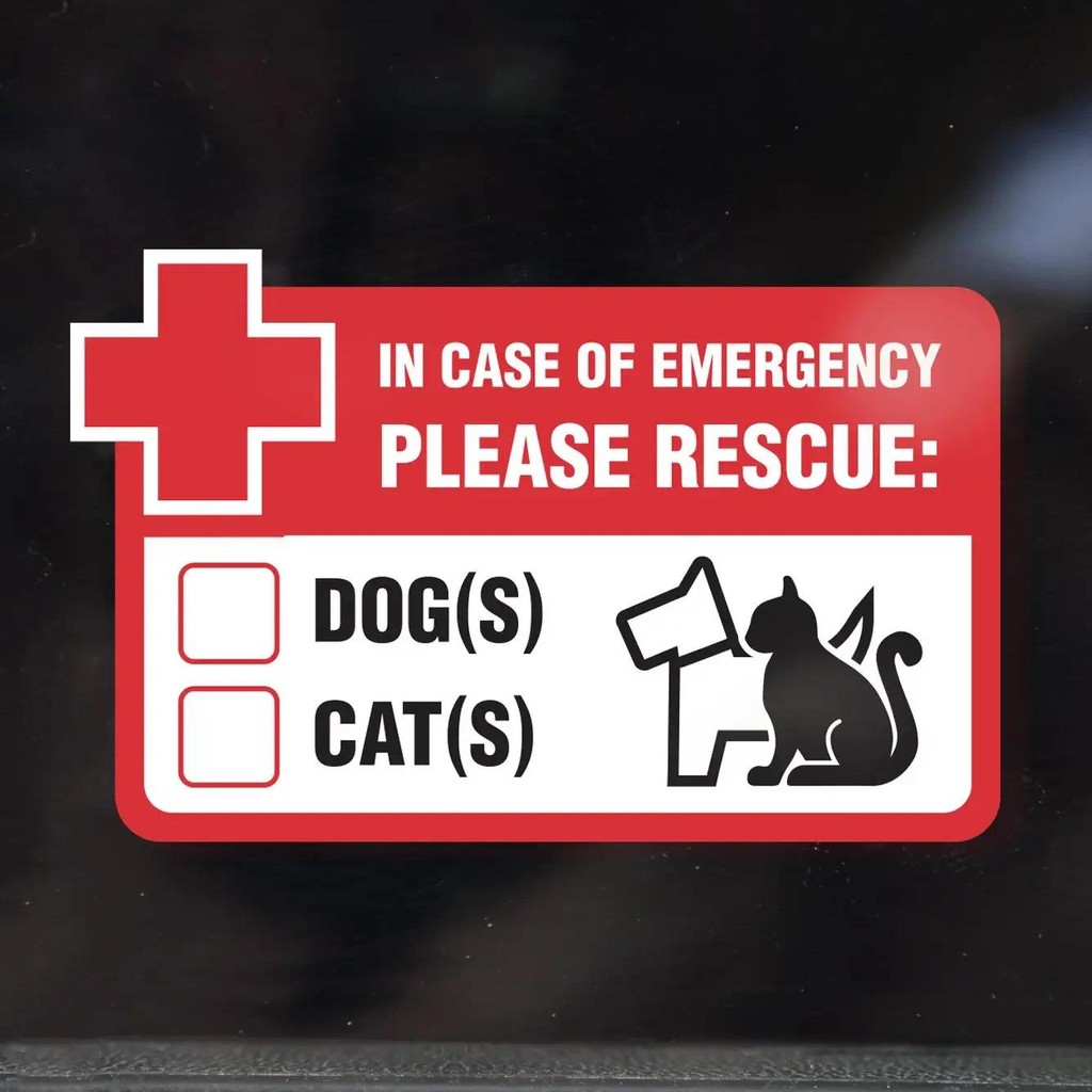 

Funny Aid in Case of Emergency Please Rescue Cat Dog Car Styling Vinyl Decal Auto Vehicle Window Body Stickers