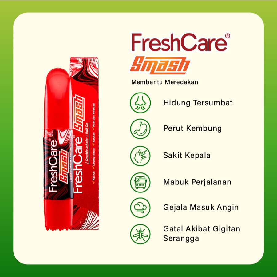 

MFI - Fresh Care Smash Double Inhaler + Roll On l Netto 0.9mL l Minyak Angin