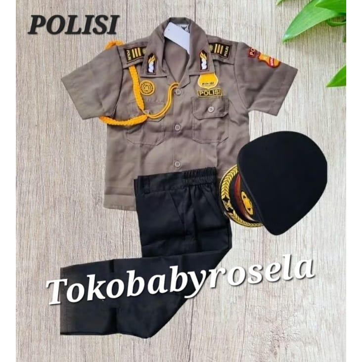 Baju Kostum Seragam Profesi anak Polisi - Size 1 (4 Tahun)