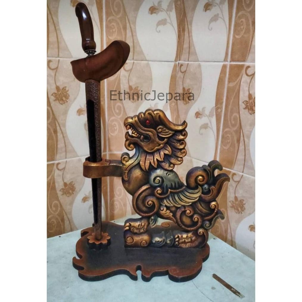 

jagrak Pusaka isi 1 ukir naga singgo kilin mewah Kayu Jati Termurah Seindonesia EJ32423