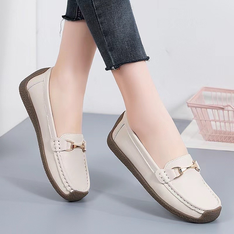 [PREMIUM ORIGINAL] COD Sepatu Kasual Wanita Import Asli Ukuran Besar Sepatu Flat Kulit Asli Sepatu K