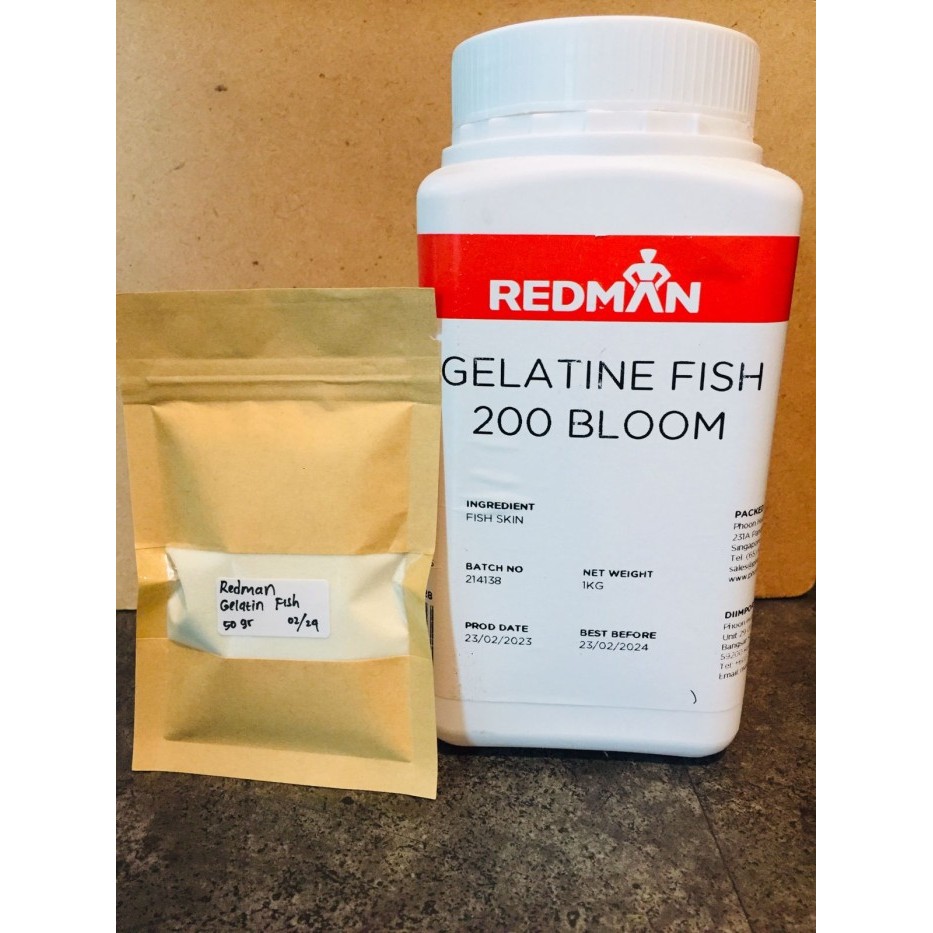 

Promo [Bahan Makanan] Gelatine Fish 200 Bloom REDMAN Gelatin Powder HALAL 50gr