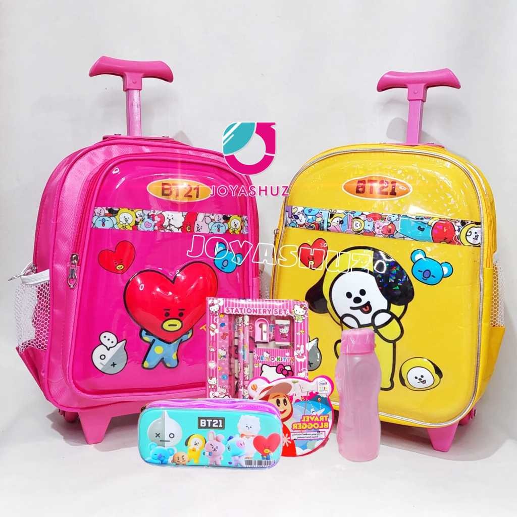 DOMOR_SHOP Tas Sekolah Anak Perempuan TK Koper - Tas Sekolah Anak TK - Tas Dorong Anak Perempuan - J