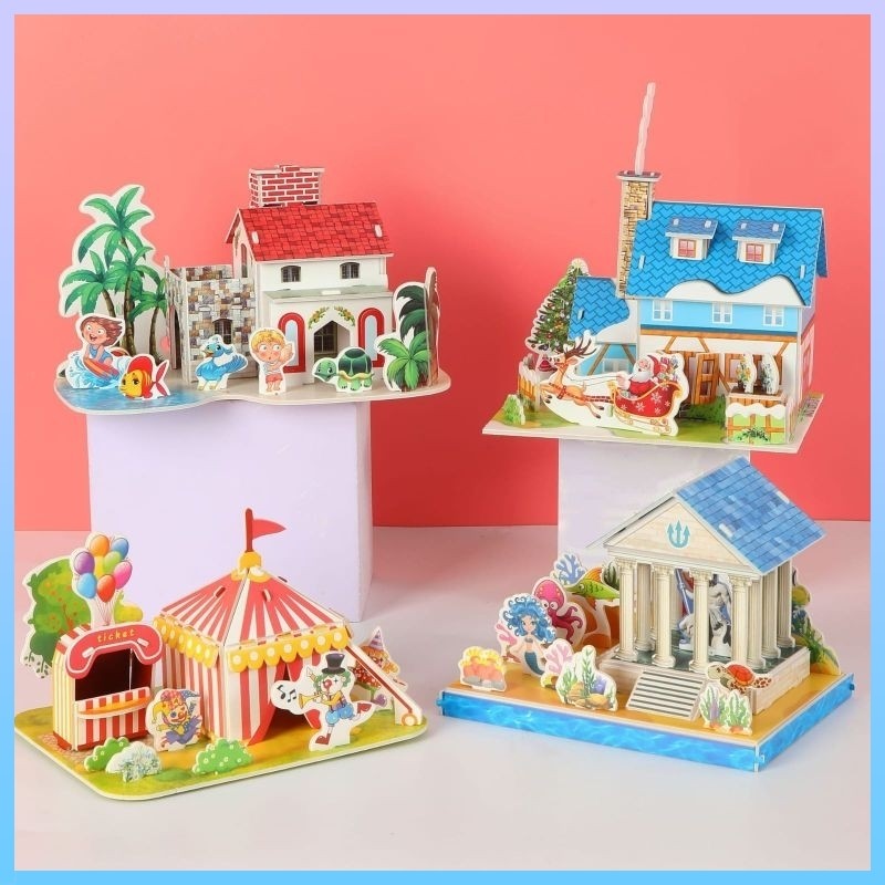 Puzzle 3D Mainan Edukasi Anak DIY 3D Rumah