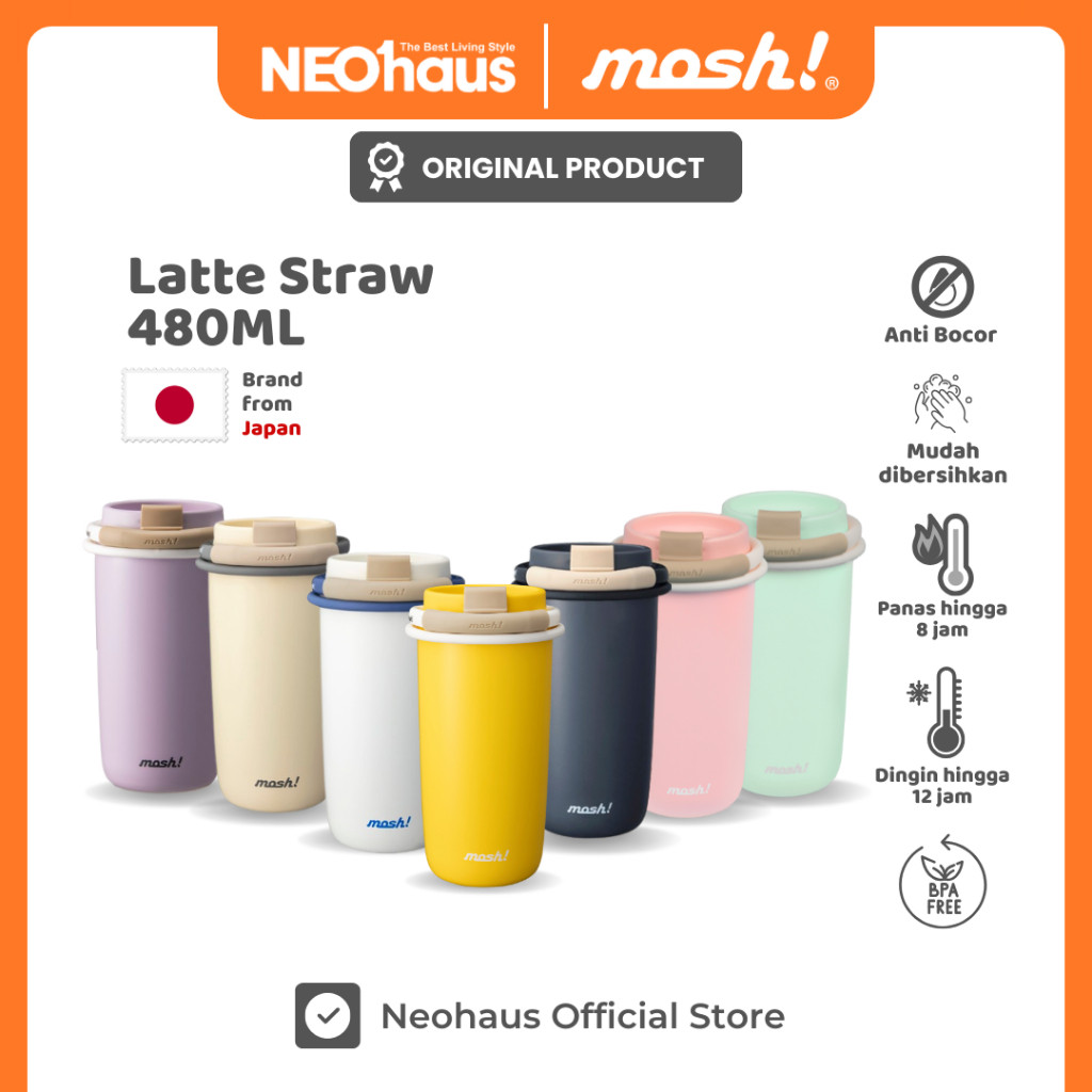 MOSH LATTE STRAW 480ml - Tumbler Mosh Tahan Panas dan Dingin