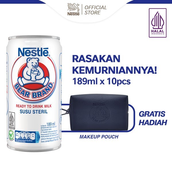 

BEAR BRAND Milk White 189ml x 10pcs Free MakeUp Pouch