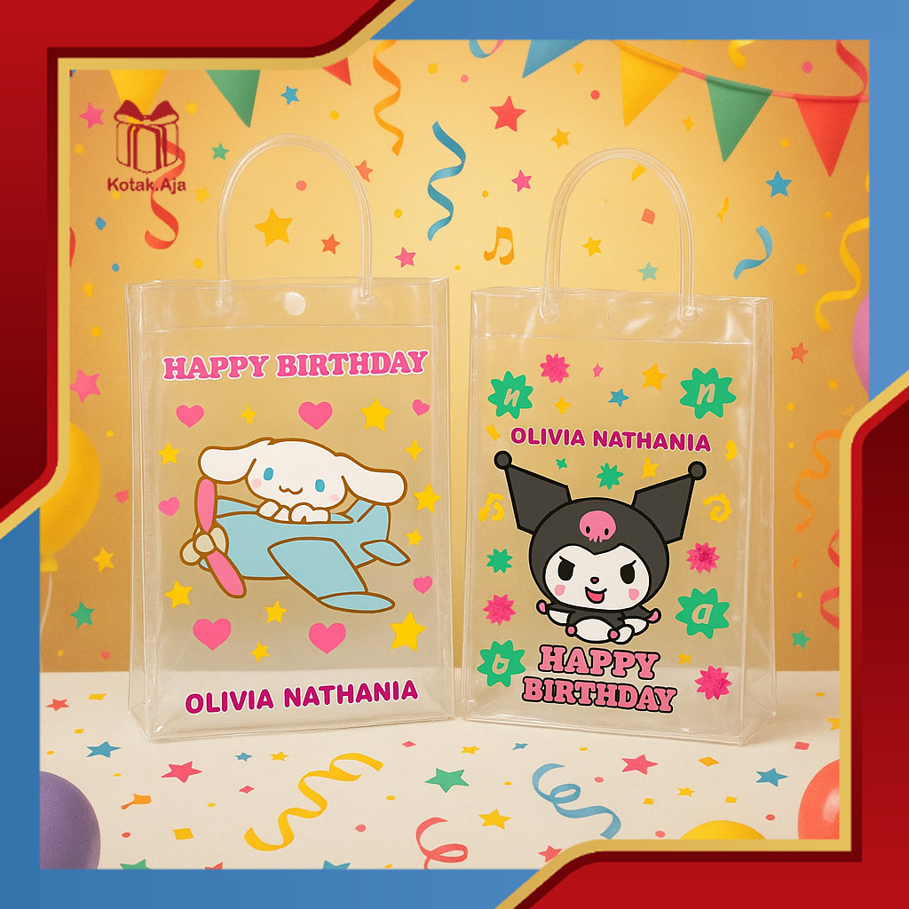 

( MIN 15 PCS ) Tas Mika PVC / Tas Mika PVC Transparan / Tas Bening / Tas Transparan / Tas Hampers / Goodiebag Transparan / Goodiebag Bening I AC07D
