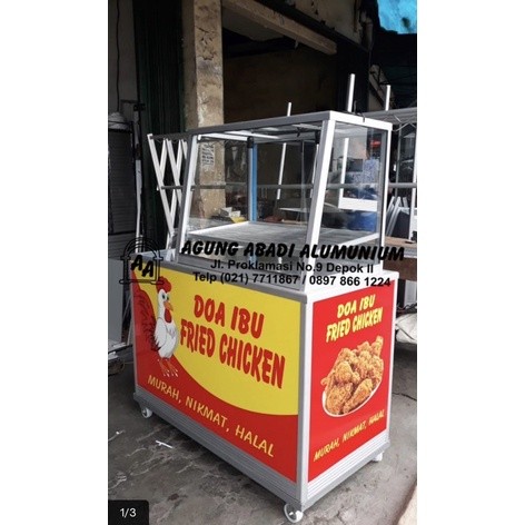 Booth / Etalase / Gerobak Alumunium Fried Chicken Stiker