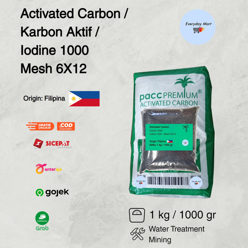 RINBAOW karbon Aktif Premium Davao / Karbon Aktif Iodine 1000 (Import quality) 1 KG