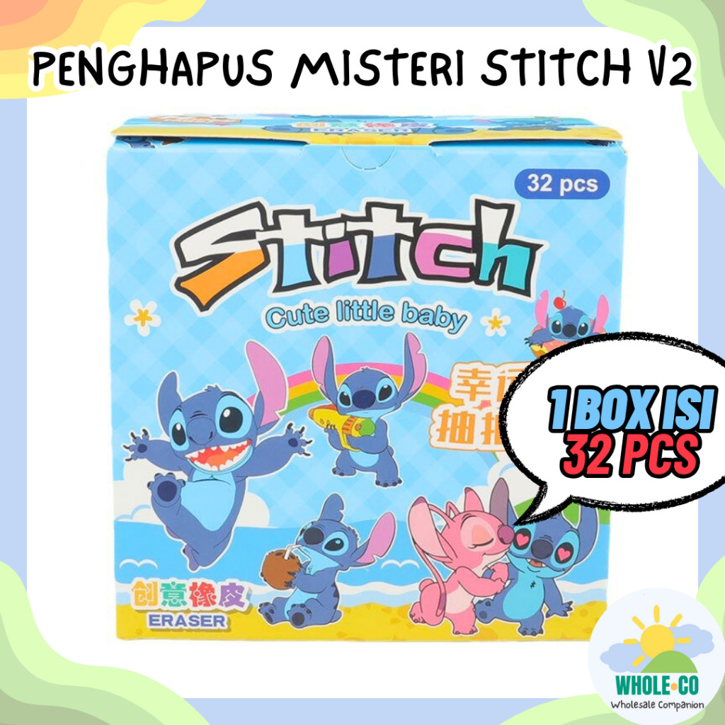 

(1 Box Isi 32 Pcs) Penghapus Misteri Paket Stitch V2 Premium Karakter Lilo & Stitch Angel Lucu Unik Imut Termurah Grosir Cod