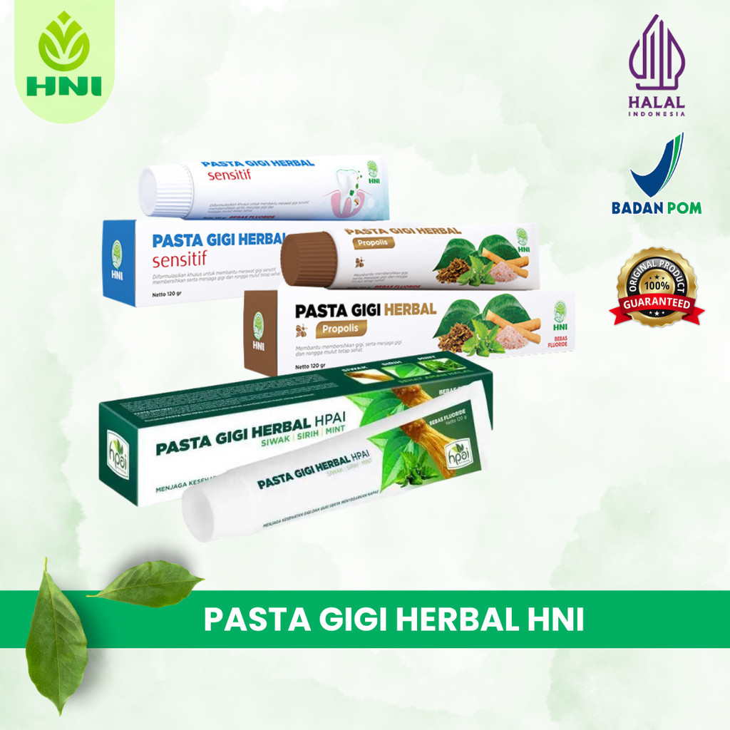 

- PASTA GIGI HERBAL Siwak & Mint - PGH | Cengkeh, Propolis, Sensitifc - HNI BPOM