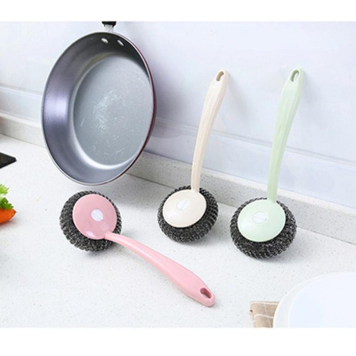 Sikat Sabut Stainless Kawat Cuci Panci Bergagang Sikat Sabut Kawat