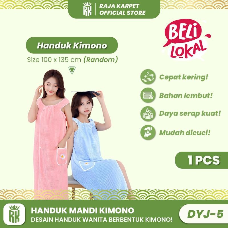 

RAJA - Handuk Kimono Handuk Mandi Model Baju Dengan Kantong 100x135cm Bahan Polyester Microfiber Halus Lembut Menyerap Air COD