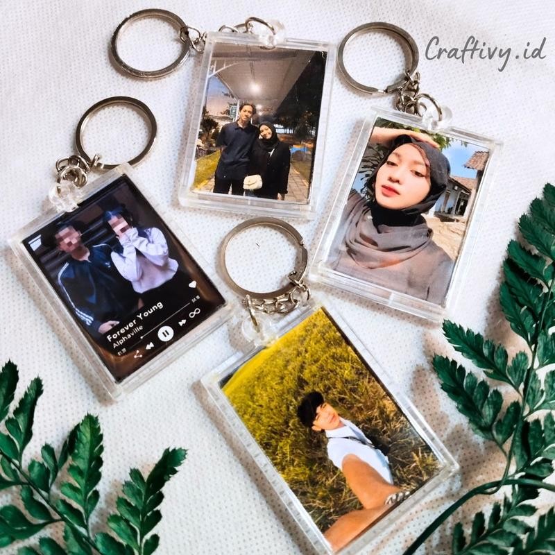 GANTUNGAN KUNCI CUSTOM FOTO POLAROID TULISAN ESTETIK KEY CHAIN AESTHETIC INSERT PAPER KPOP WIBU Ganc