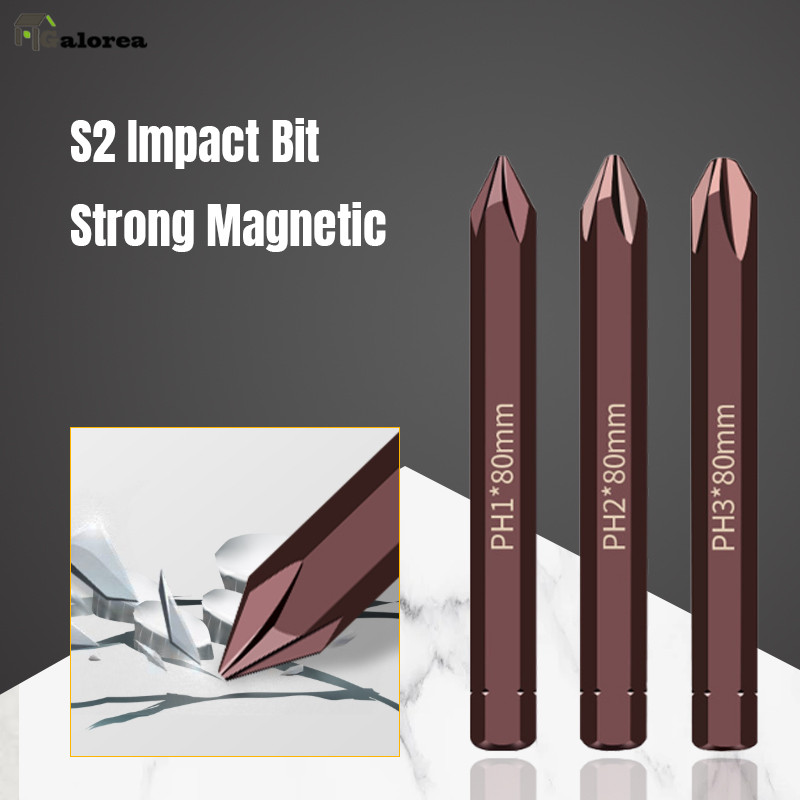 Galorea  Mata Obeng Ketok Ph1 Ph2 Ph3  - Mata Obeng Getok Impact Bit Screw Panjang 80MM