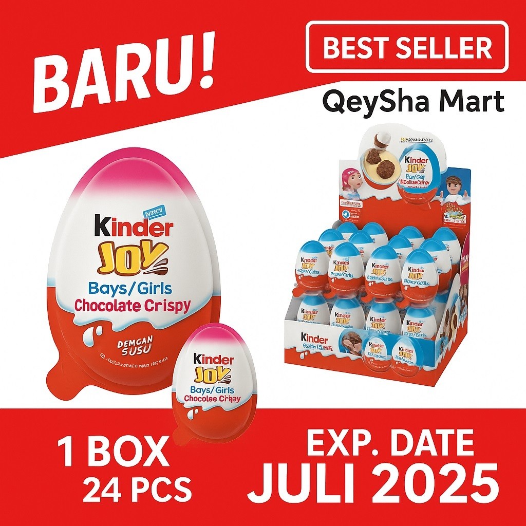 

Kinder Joy 1 Box 24 PCS - Coklat Telur Mainan Anak - Double Box Aman - Exp 07/2025 - Halal Original