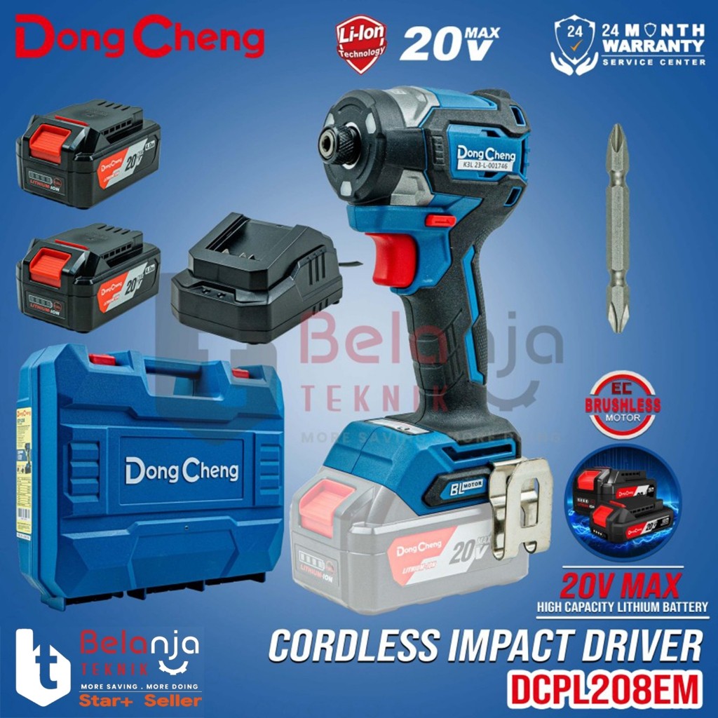 Impact Driver Cordless Dongcheng DCPL208 EM Mesin Bor Obeng Baterai 20V DCPL 208 EM DCPL208EM TERAKH