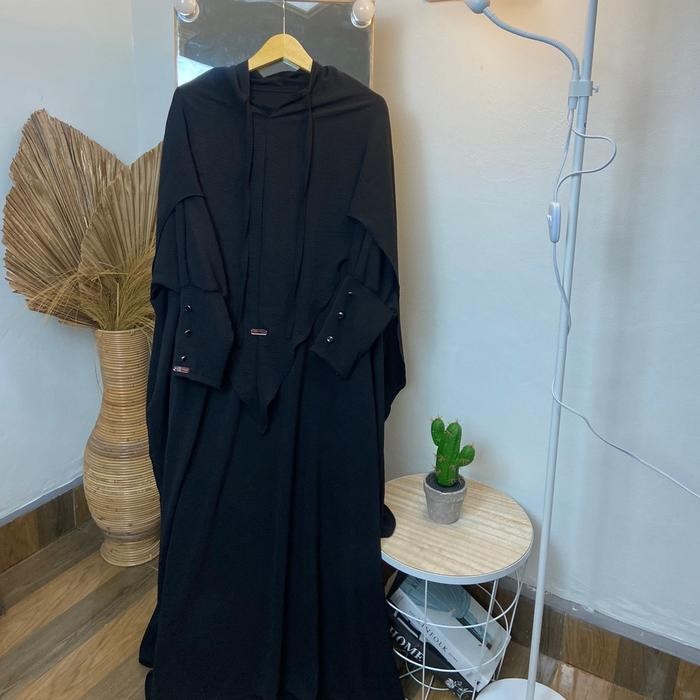 "VN.KIA" - SALE Jabayaska - Abaya Set Bergo Sahla Crinkle Airflow  Muslim Kaftan Tangan kancing Gami