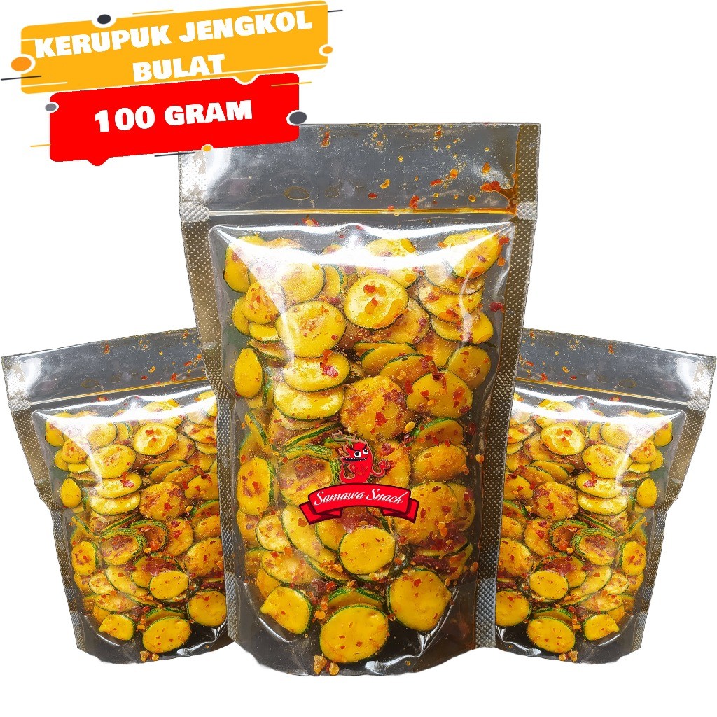 

kerupuk jengkol bulat pedas daun jeruk isi 100gr seblak keripik kerupuk makanan ringan camilan cemilan