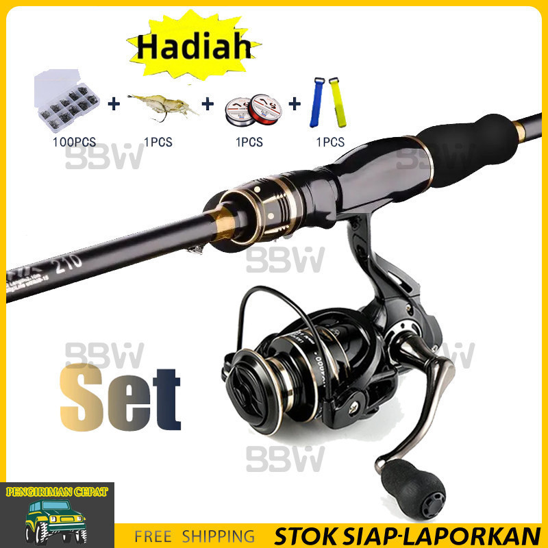 SHAFFSHOP joran pancing 1.65m-2.7m 2 bagian pancing reel 2000 3000  5000  7000 joran spining reel pa