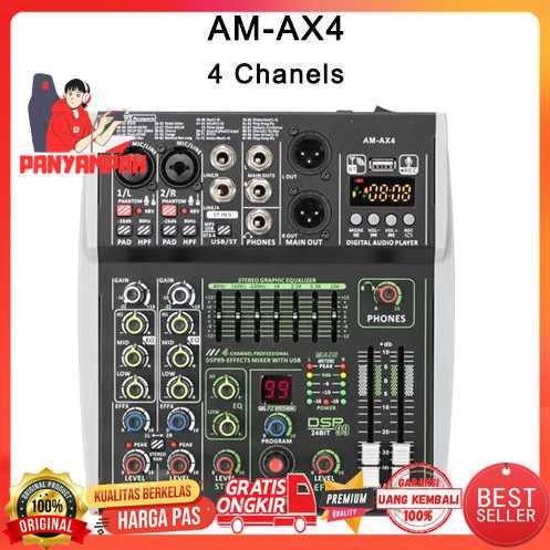 LOMEHO Mixer Audio Digital 4 Channel DSP 99 Effects Bluetooth - AM-AX4
