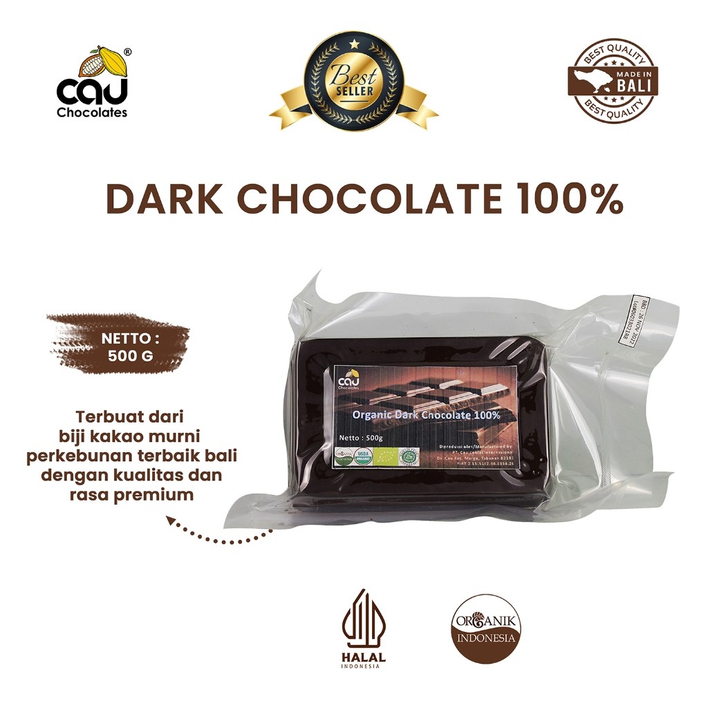 

CAU CHOCOLATES - Dark Chocolate Couverture 100% – 500 gr