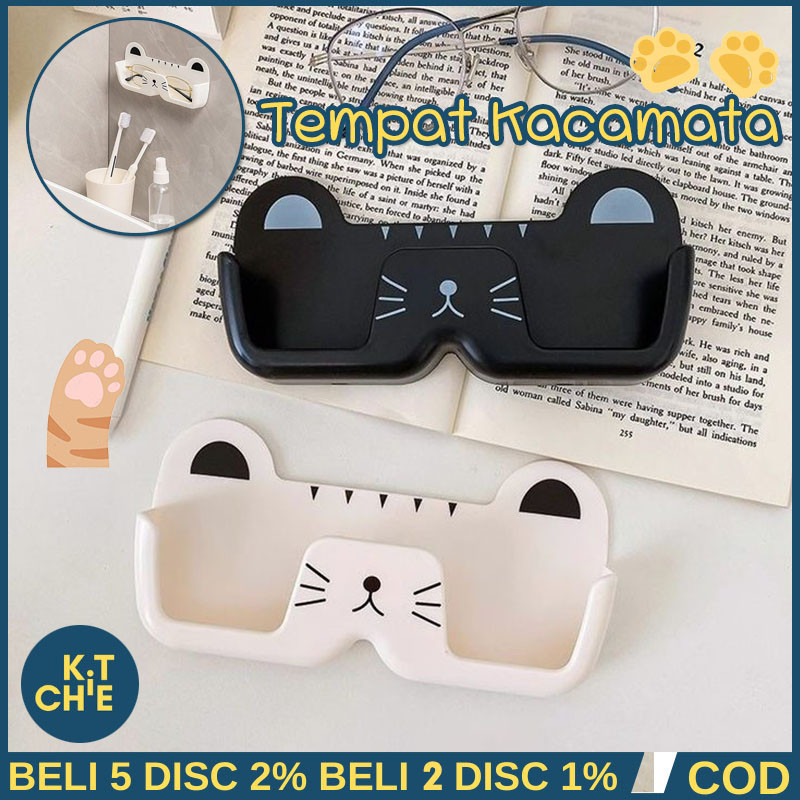 KC Tempat Penyimpanan Kacamata Kotak Penyimpanan Kacamata Motif Lucu Rak Multifungsi   Tempel Kaca M