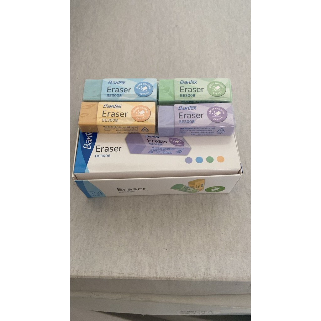 

Bantex Penghapus Pensil warna warni BE 3007, BE 3008 / Eraser Dust Free Warna Warni BE 3007, BE 3008