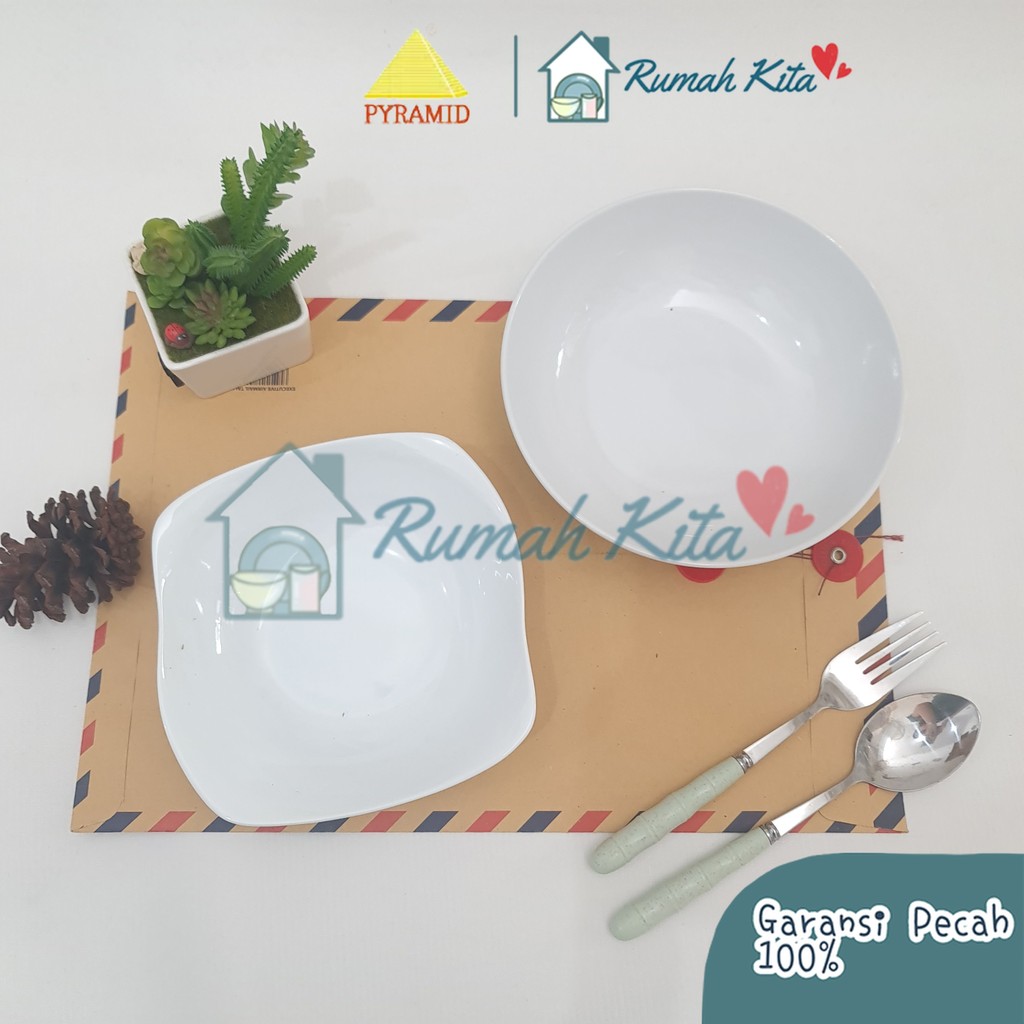 PYRAMID Mangkok Putih Polos Cemilan Mangkok Bulat Cantik Polos Putih Aesthetic