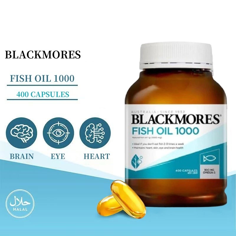 

BLACKMORES Fish Oil 1000mg 400 capsules/Odourless Fish Oil 400 capsules /Fish Oil Omega 400 Mini Capsules EXP:2027 Minyak Ikan BLACKMORES 1000mg 400 kapsul