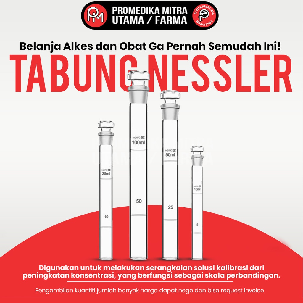 Tabung Nessler With Stopper | Tabung Nessler untuk Keperluan Rumah Sakit / Laboratorium / Puskesmas 