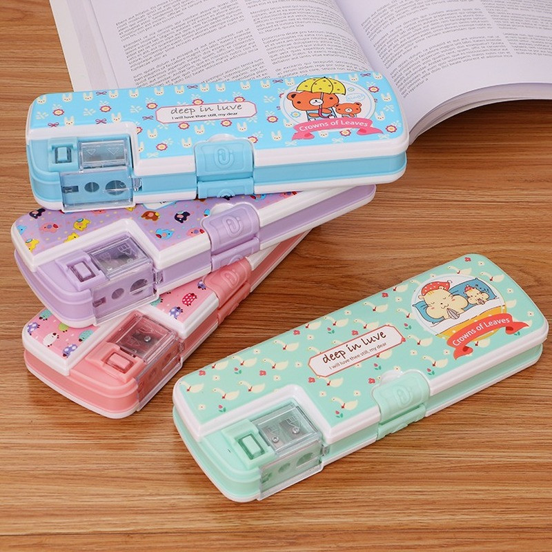 

Creative Multifunction Pencil Box Case School Pencil Case School Stationery Pen Holder Pink Blue for boys&girls