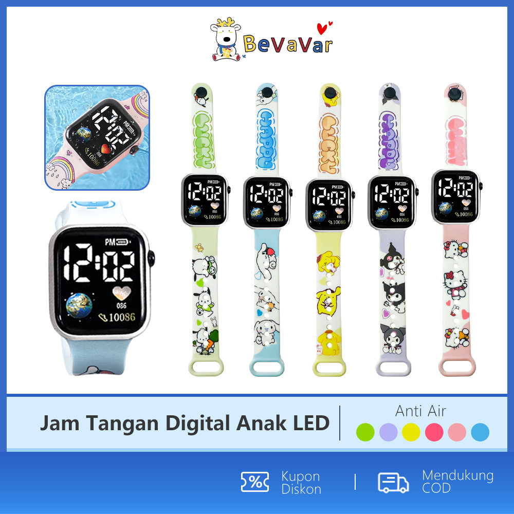 BEVAVAR Jam Tangan Led Anak Anti Air Jam Tangan Digital Anak Kartun Lucu