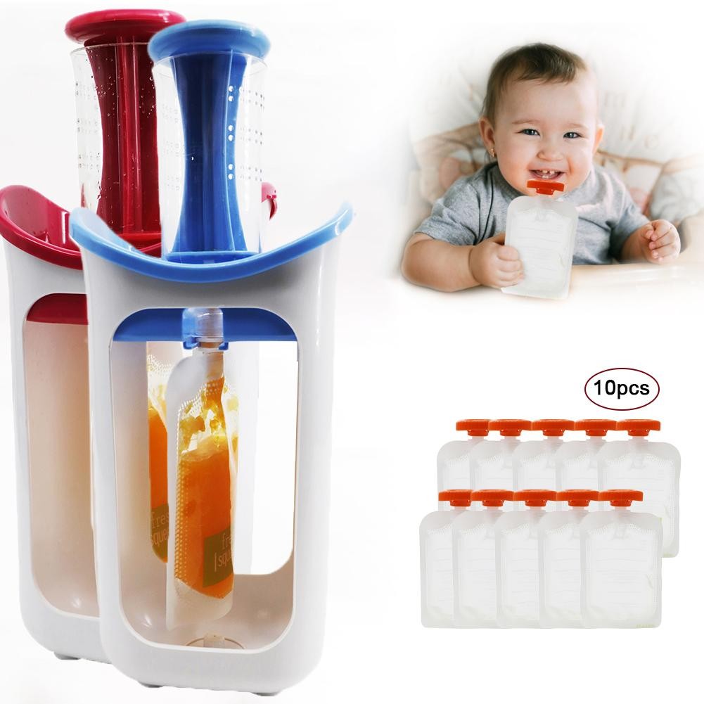 Fruit Food Squeeze Station Baby Fresh Fruit Juice Food Maker Pouch Puree Squeezer Juice Dispenser Ba