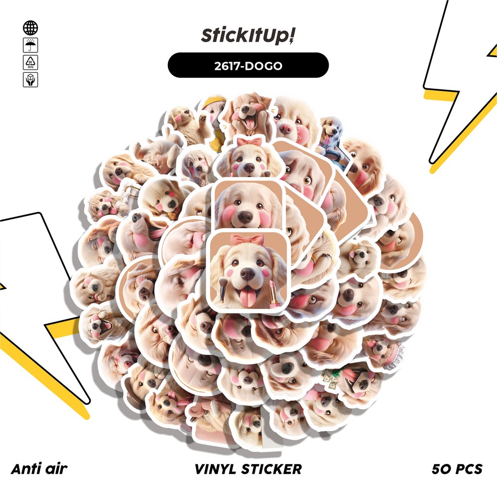

COD✨ 50 Pcs Stiker Pack FUNNY CHARACTER DOGO THE CUTE GOLDEN RETRIEVER Lucu Aesthetic Vynil Waterproof untuk Freebies Sticker Buku Journal Casing HP Laptop