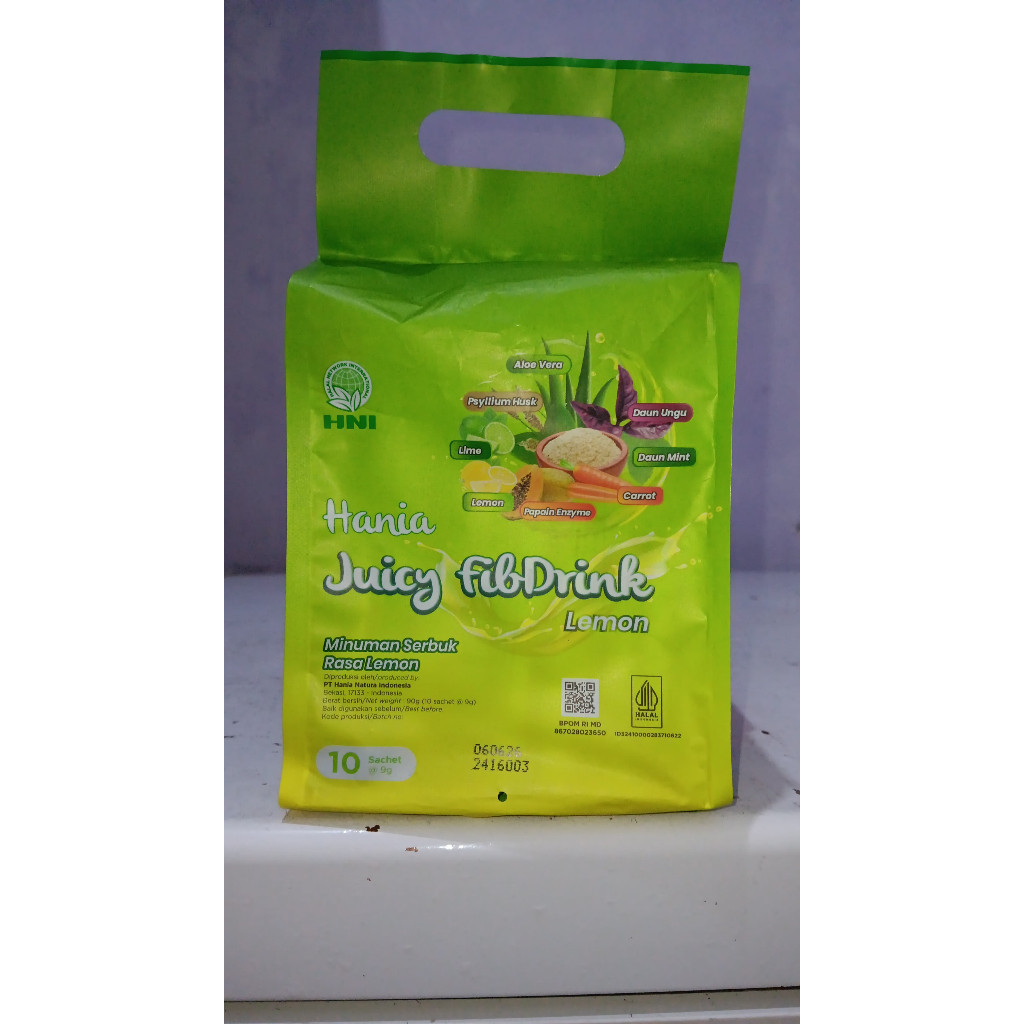 

HANIA JUICY FIBDRINK LEMON - (isi 10 sachet) - Minuman Serbuk Rasa Lemon