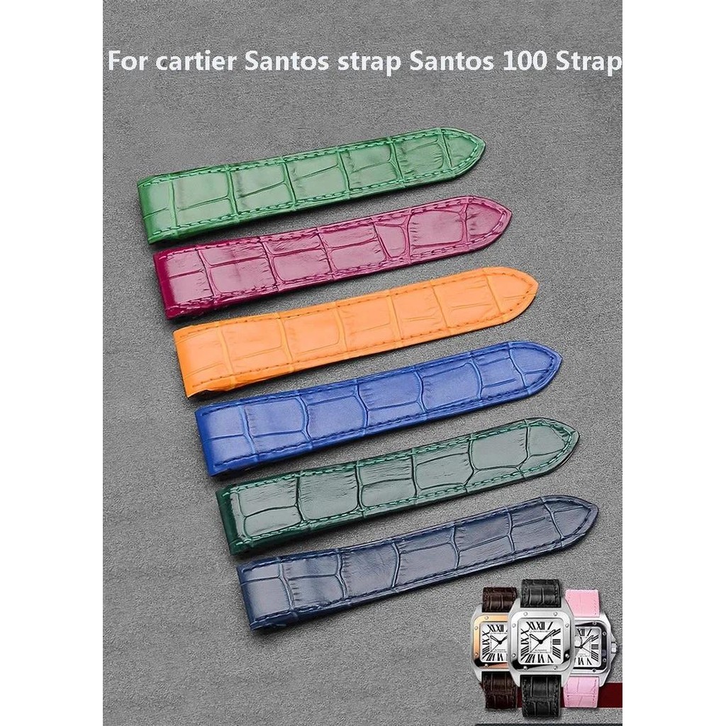 High Quality Genuine Leather Watch Strap For Cartier Santos Santos 100 Men's and Women's Folding Buc