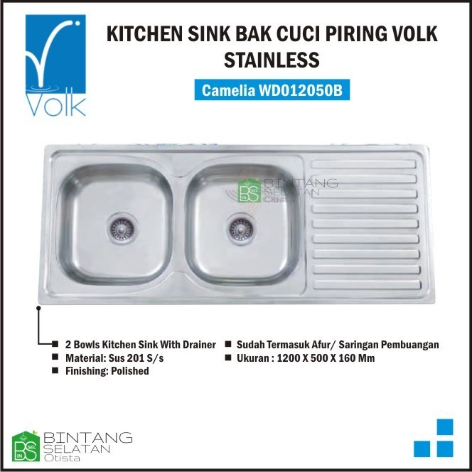 Promo Volk Camelia WDO12050B Bak Cuci Piring / Kitchen Sink Original