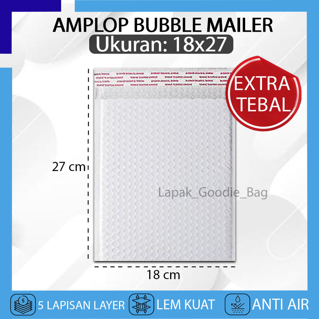 

Kantong Plastik Packing Amplop BUBBLE MAILER 18X27 Bubble Wrap Putih WHITE Bungkus Polymailer Paket Olshop Premium