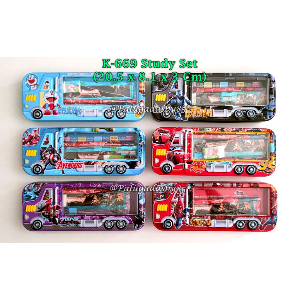 

(1 Biji) Kotak Pensil Kaleng Study Set 2 Susun 20.5*8.1*3 Cm / Kotak Pensil Kaleng GXIMP K-669 Bus