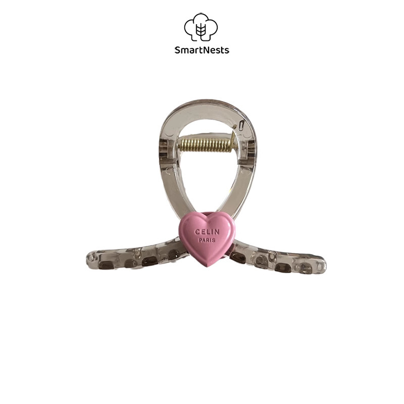 Retro Love-heart Letter Hairpin Sweet Girlish Sense Shark Clip Transparent Hair Accessory SM