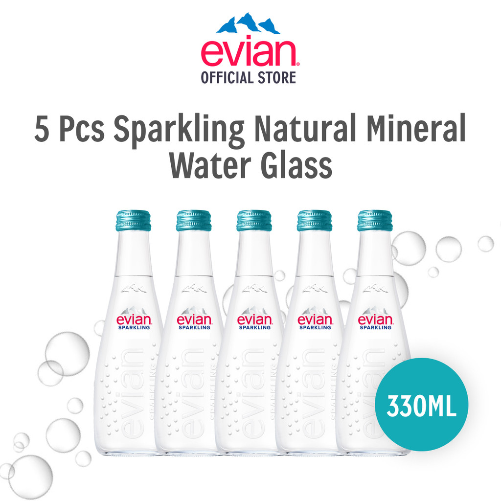 

Evian Sparkling Mineral Water Glass 330ml [Isi 5 Pcs]