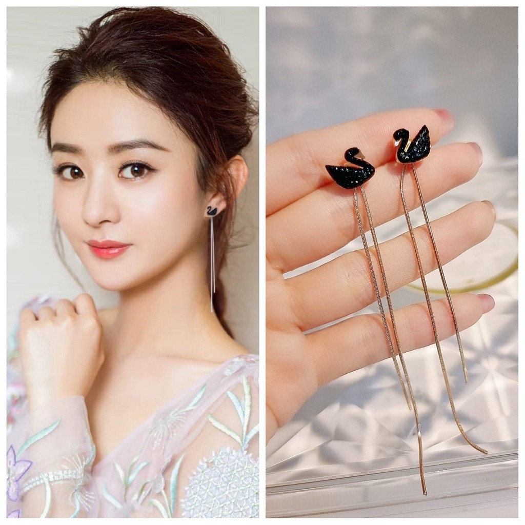 Anting swan panjang bisa pendek/ anting titanium swan / anging angsa / giwang / set perhiasan BISA C
