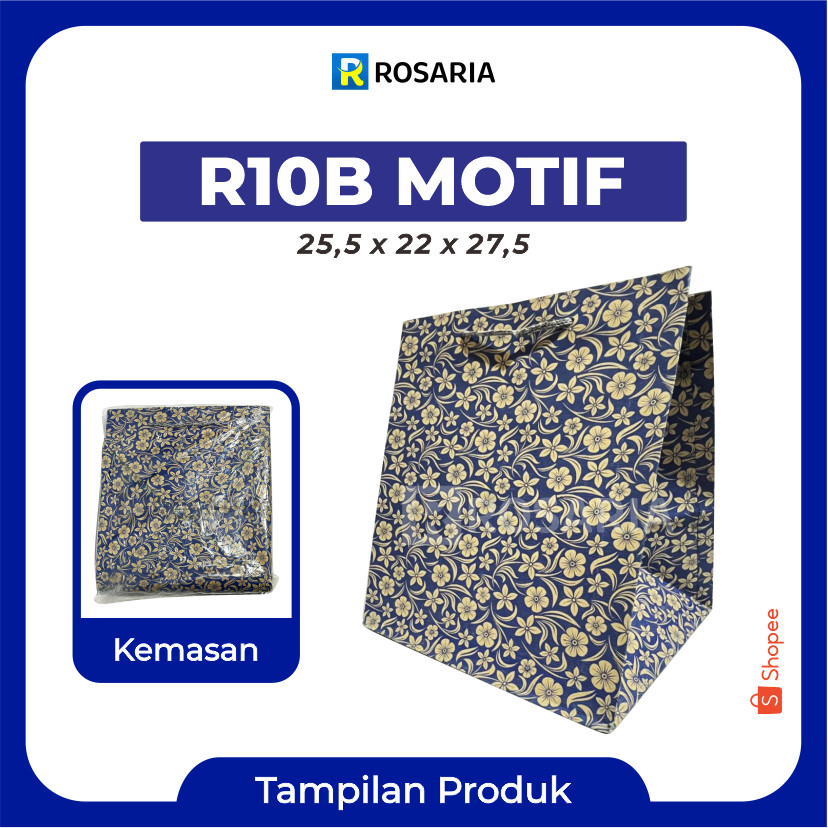 

TAS KERTAS R10B MOTIF 25,5x22x27,5 Merk AREMA PaperBag Souvenir Hajatan Kado Hampers Lusinan
