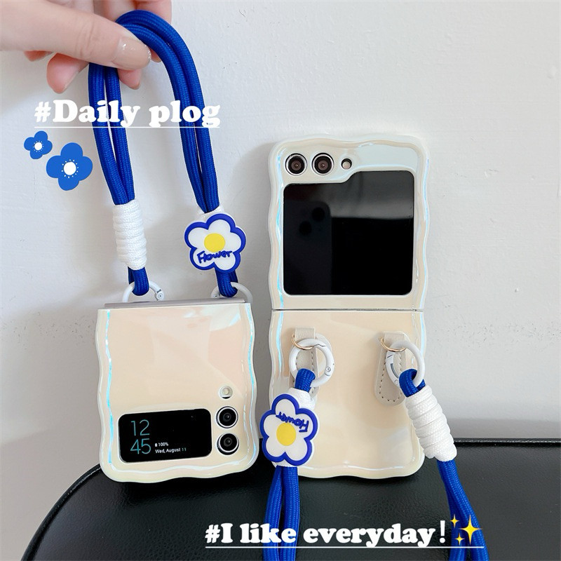 PROMO SAMSUNG Beige Blue Chain Softcase Casing Case HP Lucu Samsung Galaxy Z Flip 3 4 5