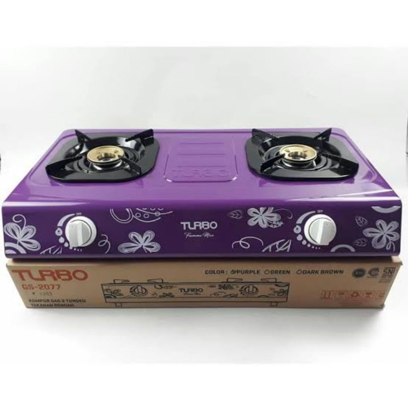 TURBO Kompor Gas 2 Tungku GS2077 Garansi Resmi - New Model Coklat dan hijau