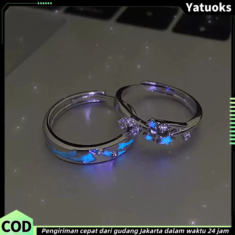 Cincin Pasangan/Cincin Pasangan Luminescent/Cincin Pasangan Silver Adjustable/Cincin Hadiah/Cincin L